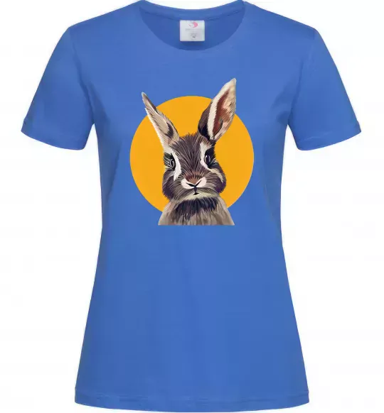 Женская футболка Кролик в жовтому кругу Ярко-синий фото