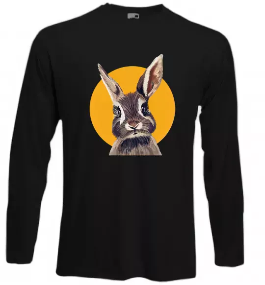 Лонгслив Кролик в жовтому кругу Черный фото