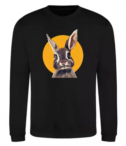 Свитшот Кролик в жовтому кругу Черный фото