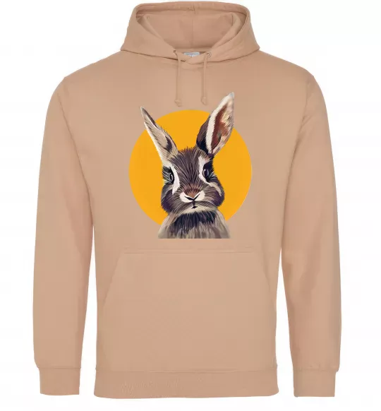 Мужская толстовка (худи) Кролик в жовтому кругу Песочный фото