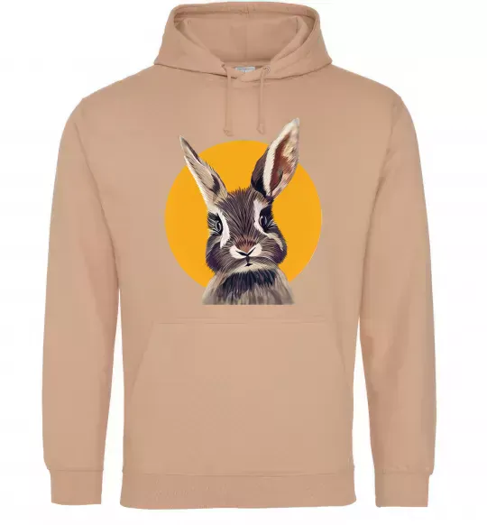 Женская толстовка (худи) Кролик в жовтому кругу Песочный фото