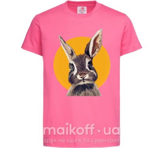Детская футболка Кролик в желтом круге Ярко-розовый фото