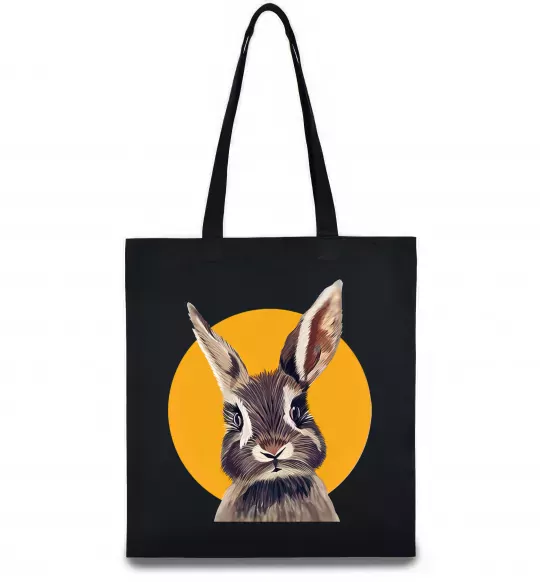 Эко-сумка Кролик в жовтому кругу Черный фото