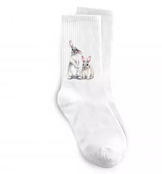 Носки Кролики акварель Белый фото