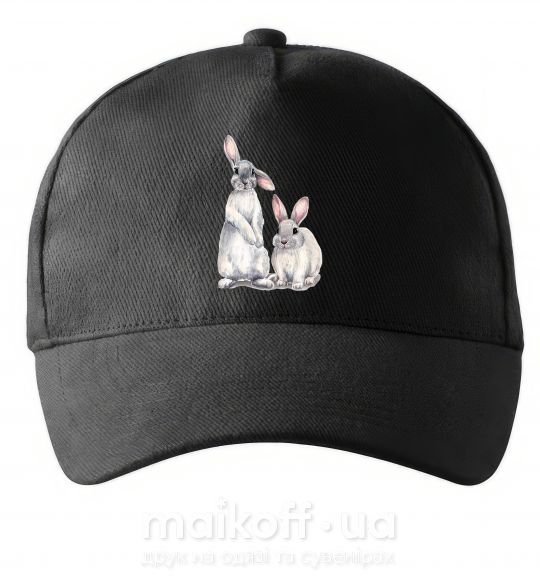 Кепка Кролики акварель Черный фото