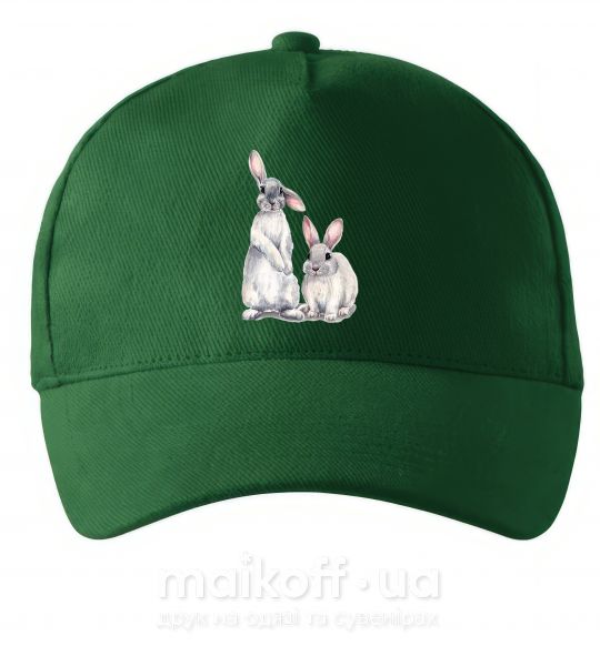 Кепка Кролики акварель Темно-зеленый фото