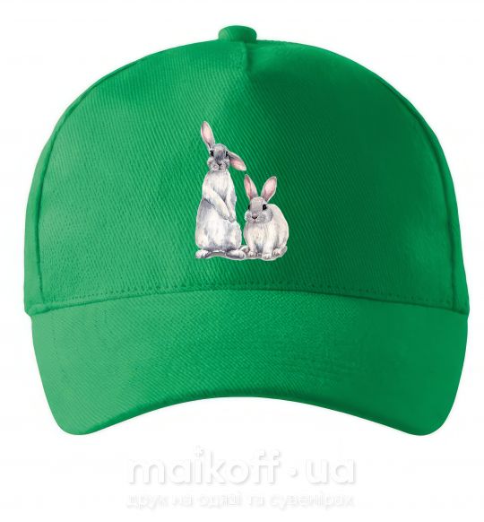 Кепка Кролики акварель Зелений фото