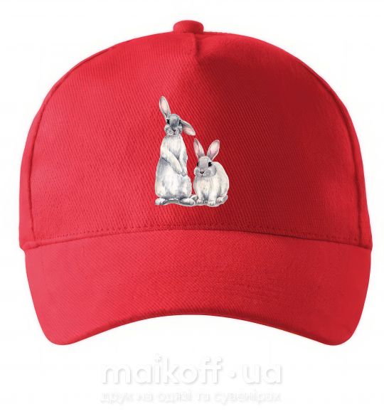 Кепка Кролики акварель Червоний фото
