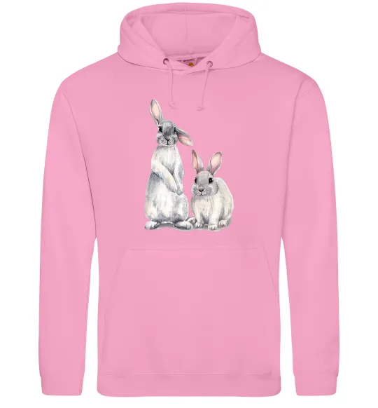 Женская толстовка (худи) Кролики акварель Розовый фото