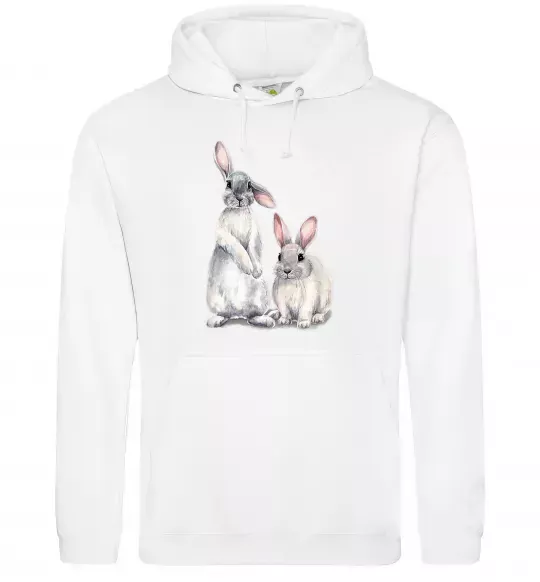 Жіноча толстовка (худі) Кролики акварель Білий фото