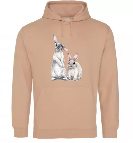 Жіноча толстовка (худі) Кролики акварель Пісочний фото