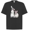 Футболка Оверсайз Кролики акварель Черный фото
