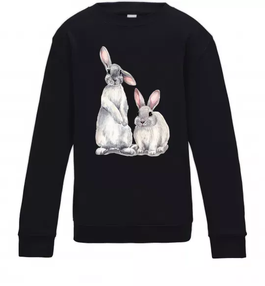 Дитячий світшот Кролики акварель Чорний фото