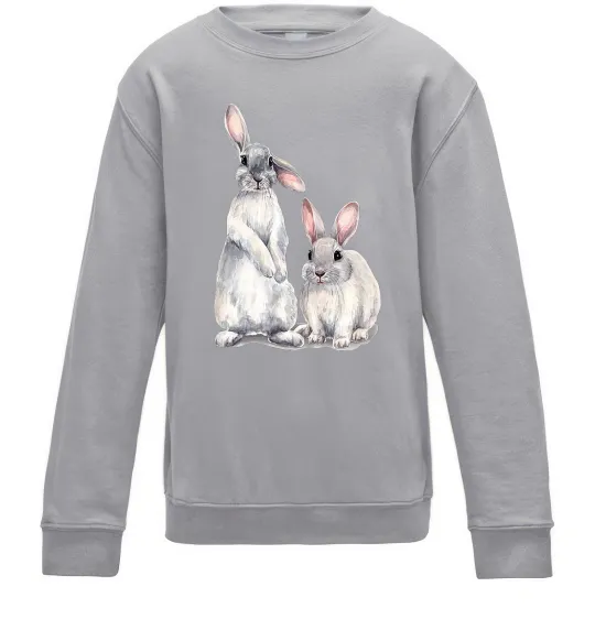 Дитячий світшот Кролики акварель Сірий меланж фото