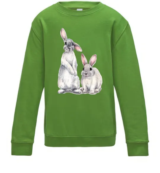 Дитячий світшот Кролики акварель Лаймовий фото