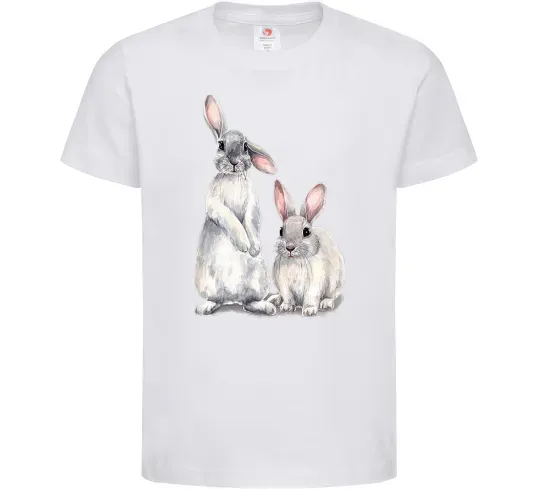 Детская футболка Кролики акварель Белый фото