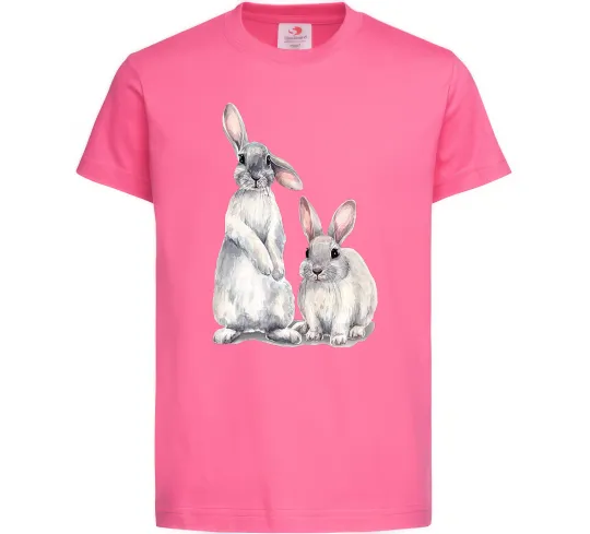 Детская футболка Кролики акварель Ярко-розовый фото