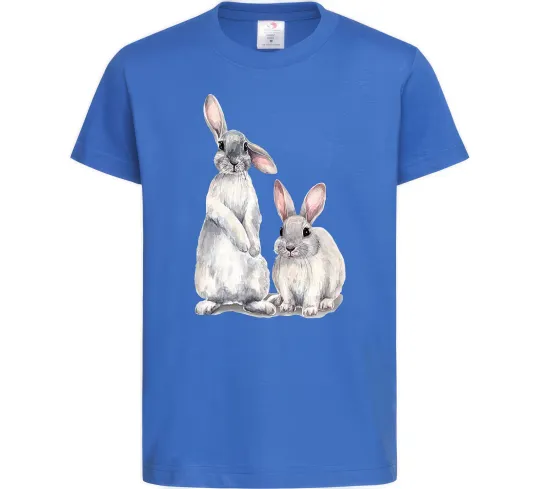 Детская футболка Кролики акварель Ярко-синий фото