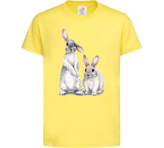 Детская футболка Кролики акварель Лимонный фото