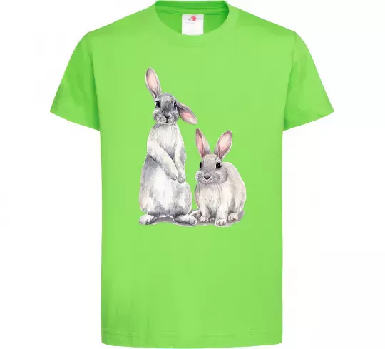Детская футболка Кролики акварель Лаймовый фото