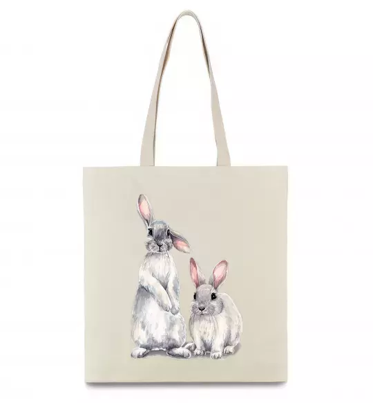Эко-сумка Кролики акварель Бежевый фото
