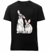 Чоловіча преміум футболка Кролики акварель Чорний фото