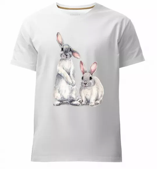 Чоловіча преміум футболка Кролики акварель Білий фото