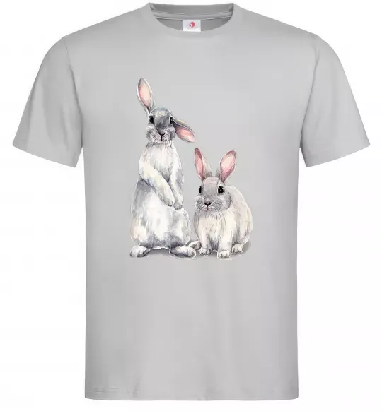 Мужская футболка Кролики акварель Серый фото
