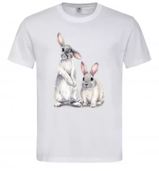 Мужская футболка Кролики акварель Белый фото