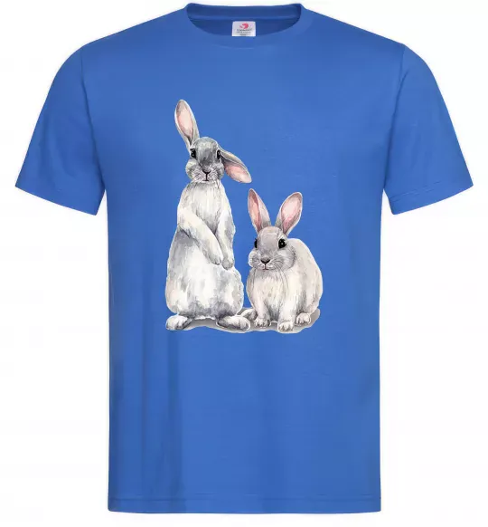 Мужская футболка Кролики акварель Ярко-синий фото