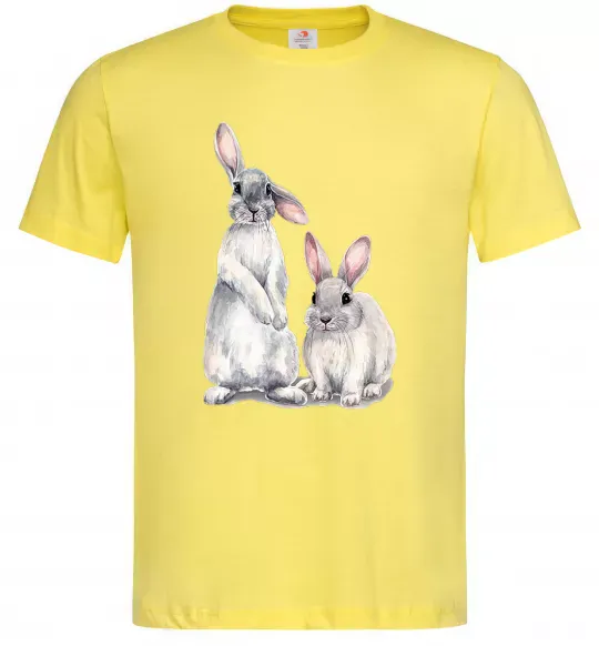 Мужская футболка Кролики акварель Лимонный фото