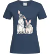 Женская футболка Кролики акварель Темно-синий Женская футболка Кролики акварель Темно-синий фото