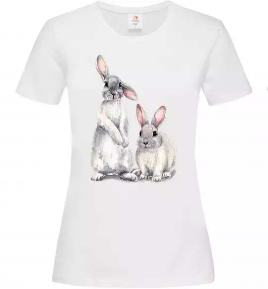 Женская футболка Кролики акварель Белый фото