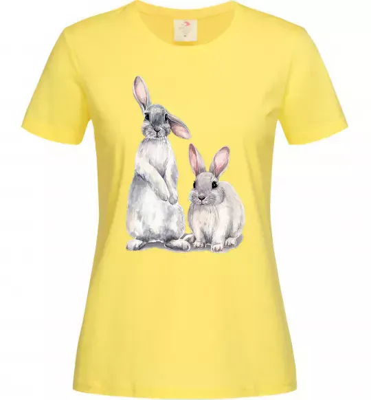Женская футболка Кролики акварель Лимонный фото
