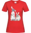 Женская футболка Кролики акварель Красный Женская футболка Кролики акварель Красный фото
