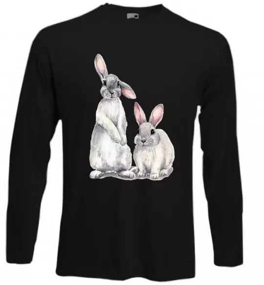 Лонгслив Кролики акварель Черный фото