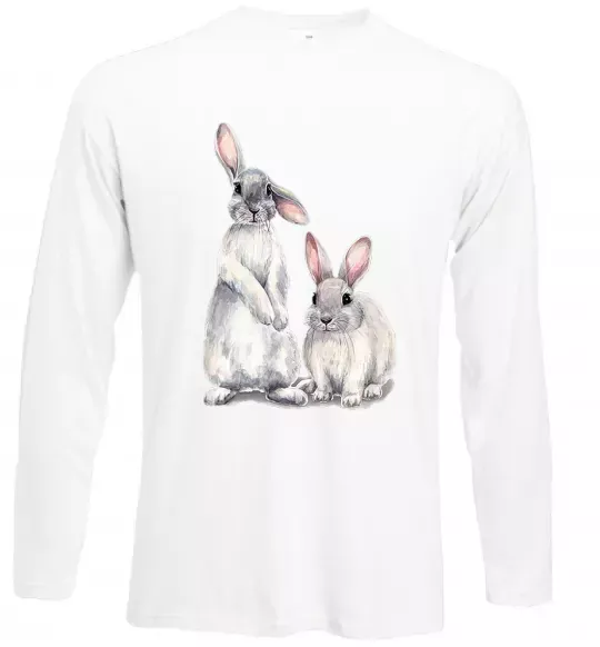 Лонгслив Кролики акварель Белый фото