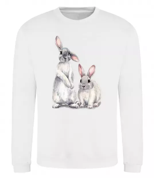 Свитшот Кролики акварель Белый фото
