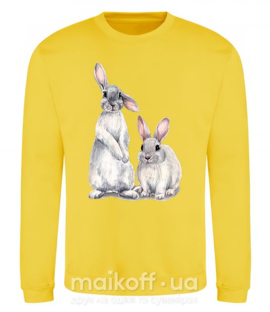 Світшот Кролики акварель Сонячно жовтий фото
