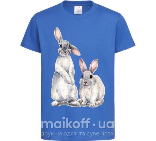 Детская футболка Кролики акварель Ярко-синий фото