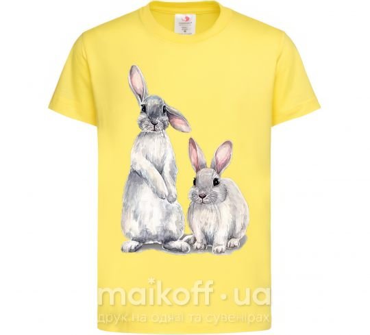 Дитяча футболка Кролики акварель Лимонний фото