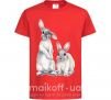 Детская футболка Кролики акварель Красный фото