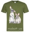 Мужская футболка Кролики акварель Оливковый фото