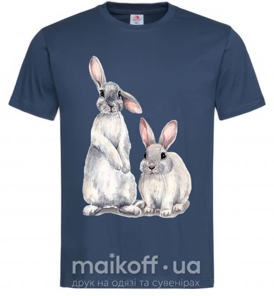 Мужская футболка Кролики акварель Темно-синий фото