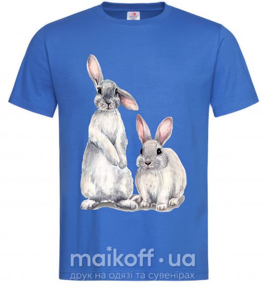 Чоловіча футболка Кролики акварель Яскраво-синій фото
