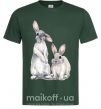 Мужская футболка Кролики акварель Темно-зеленый фото