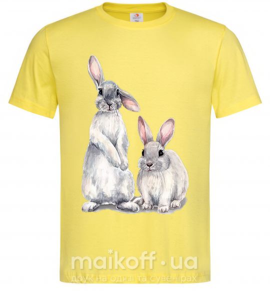 Чоловіча футболка Кролики акварель Лимонний фото
