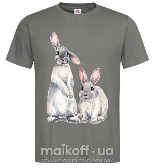 Чоловіча футболка Кролики акварель Графіт фото