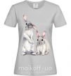 Женская футболка Кролики акварель Серый фото