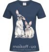 Женская футболка Кролики акварель Темно-синий фото